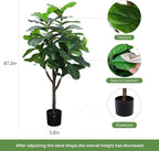Artificial Fiddle Leaf Fig Tree, 4 FT Tall Fake Ficus Lyrata with Pot, Faux Silk Plants Indoor, Realistic Artificial Plants Decor for Home Office Living Room Decor Indoor Outdoor
