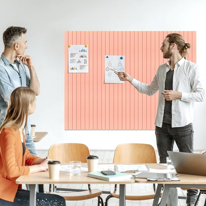 Large Felt Bulletin Board 23x47 Inch, 8pcs Peel and Stick Felt Wall Tiles Modern Push Pin Board for Wall Organization