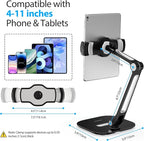 AboveTEK Tablet Stand, Multi-Angle Adjustable iPad Stand Holder, 360° Swivel Tablets Stand Aluminum Desk Mount Fits 4”-11"(Diagonal) iPad/mini/Air/Pro for Business Kiosk Office – Black