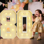 Marquee Light Up Numbers: 3FT Large Decorative Letters Signs for Party Decorations Baby Shower Birthday Wedding Engagement Anniversary, 3 Feet Tall Pre-Cut DIY Foamboard Number 80 - Easy to Assemble