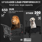 LEVELEVE Heavy Duty Folding Wagon - 2-in-1 Collapsible Cart, 650lb Capacity, All-Terrain Wheels w/Brakes & Side Pockets