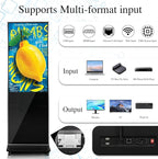 43" 4K LCD Touchscreen Digital Signage Display, Indoor Floor Standing Advertising Kiosk, Commercial Digital Signage Kiosk with Auto AD Box, HDMI WiFi Bluetooth Input, Android 12.0 Black