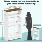 MARTY Rolling Storage Cart 4-Tier White Kitchen Cart with Wheels,Slim Storage Cart with Handle Slide Out Utility Cart Shelving Unit Organizer Trolley for Laundry Narrow Places Bathroom Small Corner