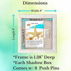 Tasse Verre 8x8 Rustic Display Shadow Box (2-Pack) Frame w/Linen Background and 16 Stick Pins - Ready to Hang Shadowbox Picture Frame - Box Display Baby Memorabilia Wedding