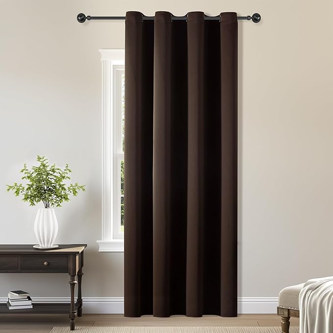 ChrisDowa Blackout Curtains 108 Inches Long for Living Room, Grommet Thermal Insulated Room Darkening Curtains for Bedroom (1 Panel Set, Brown, 52W x 108L)