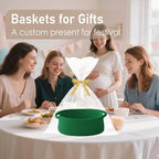 Woven Basket,Small Rope Storage Bin with Handles & Ribbon Bag, Organizer for Shelves Closets,Gift Basket Empty for Birthday,Books,Dog Toys, Green/2 Pack