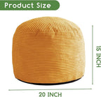 HIGOGOGO Round Stuffed Pouf Ottoman, Corduroy Poufs with Foam Chunk Filling, Furry and Fluffy Pouf Foot Stool Storage Ottoman, 20 X 15 Floor Poufs Foot Rest for Living Room, Orange
