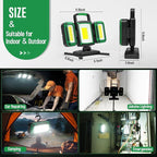 50W 5000LM Rechargeable Work Light, 3-in-1 Magnetic Work Light with Detachable 2 Floodlights, 9 Modes, Foldable&360° Rotatable IP65 Portable LED Worklight with Hooks for Jobsite Garage Car Repairing