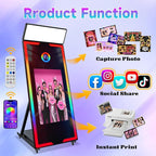 Magic Mirror Photo Booth 65" with 32" Touch Screen Selfie Mirror Photo Booth Machine with Flight Case Remote Control Ring Light for Event Rental Wedding Party (65-32in White)