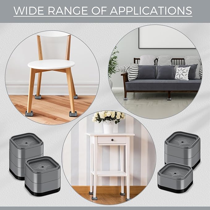 Ecally Furniture Risers Adjustable Bed Risers Desk Leg Risers 1.38" Stackable Heavy Duty Bed Lifts Risers Square Bed Raising Blocks for Mattress Table Leg Desk Chair Couch Sofa Dorm (Gray,32 Pack)