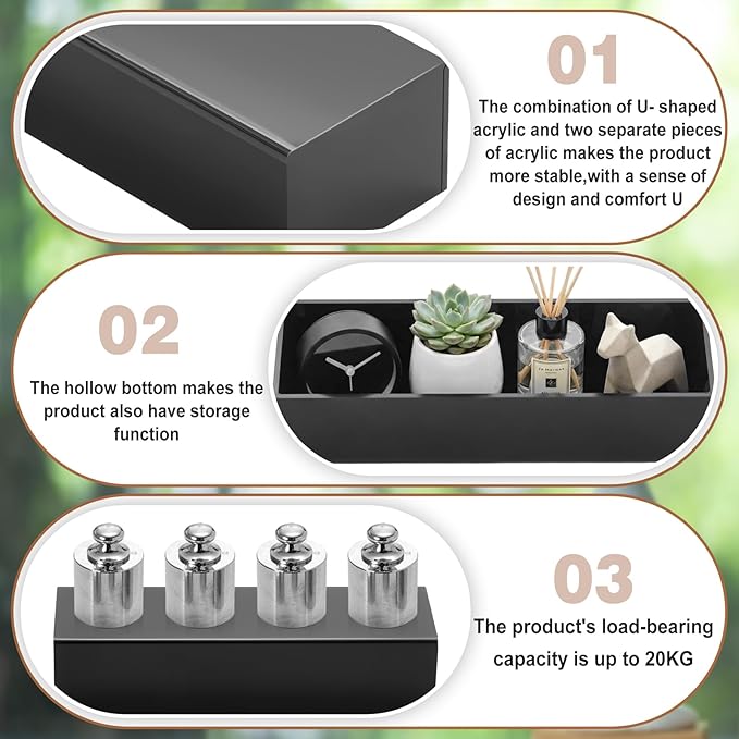 Chunful Black Acrylic Display Box Riser Trophy Base Acrylic Pedestal Stand Block Versatile Trophy Diorama Base and Storage for Photography Props Home Office Decor Showing (14" L X 4.5" W X 3" H)