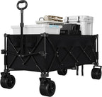52" Foldable Wagon for Beach with 460lbs Weight Capacity, Heavy Duty 350L Extra Large Collapsible Foldable Wagon for Camping, All Terrain Beach Wagons Extended with Cup Holders for Sand