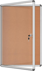 Mifuro 36"x24" Enclosed Bulletin Board, Lockable Weather-Resistant Aluminum Cork Noticeboard for School & Office, Silver Frame w/Cork