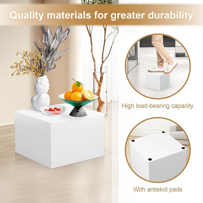 Cube Display Pedestal Stand for Bridal Shop, Square White Display Risers Columns, Party Event Decor Platform Base Showcase for Model Jewelry Clothing Shop Home Exhibition (11.8*11.8*7.87in)