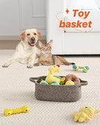 KALLAX Small Woven Basket, 12 x 8 x 4.5 Inches, Small Storage Baskets for Organizing, Gift Baskets Empty, Cute Rope Shelf Closet Storage Bins for Shelves, Dog Toy Basket, 3 Packs, Black & Brown Mixed
