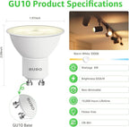 BUBO GU10 LED Bulb 6W Equivalent 50W, 3000K Warm White 650 Lumens, Non-Dimmable GU10 Bulb Replacement for Track Lighting, MR16 LED Bulb for Kitchen, Range Hood, Living Room, Bedroom, 6 Pack