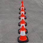 4 Pack 12 Inch Orange PVC Traffic Cones Black Base Stable Durable, Sport Training Soccer Practice Kids Safety Markers Indoor Outdoor Use (4, Orange, 12 Inch)