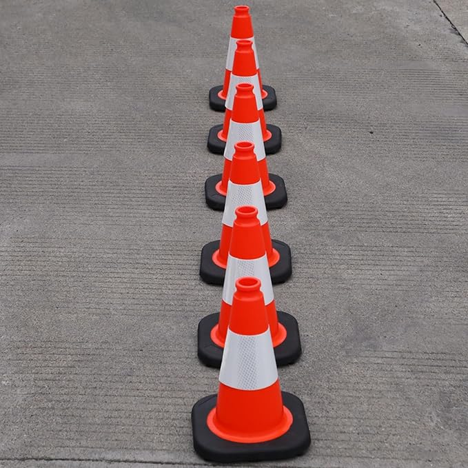 8 Pack 12 Inch Orange PVC Traffic Cones Black Base Stable Durable, Sport Training Soccer Practice Kids Safety Markers Indoor Outdoor Use (8, Orange, 12 Inch)