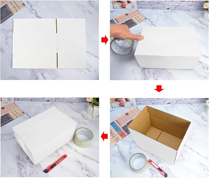Calenzana 6x6x6 Inches Shipping Boxes Set of 25, White Corrugated Cardboard Box for Packing Mailing Small Business