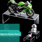4 Set Acrylic Display Risers - Medium & Large Display Stand Shelf for Organizing Cupcake, Figure, Jewelry & Collectibles (Clear)