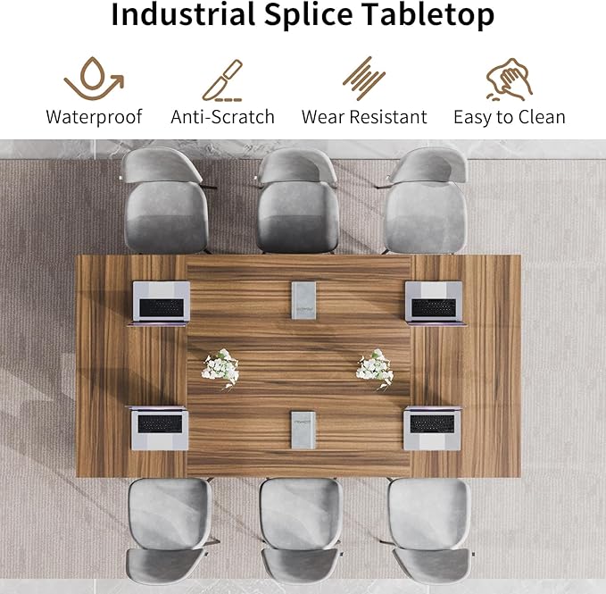Conference Table, Modern Folding Meeting Tables with Flip Top, Mobile Podcast Table with Four Locking Wheels, Large Training Table for Meeting Room, Office, Classroom (8, A, 61in)