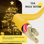 EP 100 Ft Outdoor Extension Cord, 12/3 SJTW Heavy Duty Extension Cable with 3 Prong Grounded Plug, 15 AMP Power Cord for Lawn, Garden, Appliances, Yellow