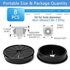 8 Pcs Cable Grommet, Snap Bushing 2" (50 mm) Mounting Diameter, Flexible Petal-Shaped Buckle Round Nylon Desk Grommet for Wires Through Countertop Cord Organizer and Protection, Black