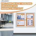 Enclosed Bulletin Board with Locking Door, Outdoor Bulletin Board Weatherproof, Lockable Display Case for Home, Office, and Community Use(31.5" L x 43.3" W Cork)