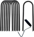 12'' Ground Stakes Heavy Duty,Lawn Stakes,Trampoline Stakes Anchors high Wind,Fence Stakes,Metal Stakes for Ground,Landscape Stakes,rebar Stakes,StakesSwing,Trampoline Accessories,Black Set of 8.