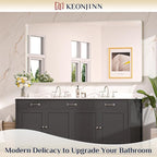 Keonjinn 72 x 36 Brushed Nickel Bathroom Vanity Mirror, Large Rounded Rectangle Bathroom Mirrors for over Sink, Metal Framed Silver Mirror for Wall, Shatterproof HD Tempered Glass(Horizontal/Vertical)