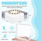 Qunclay 4 Pcs 5 x 5 x 2 Inches Acrylic Square Display Block Clear Polished Acrylic Cubes Jewelry Display Stand for Jewelry Ring Showcase Holder Base Collections