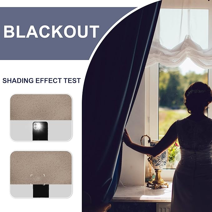 JIUZHEN Blackout Curtains for Bedroom – Thermal Insulated,Noise Reducing Room Darkening Privacy Rod Pocket Drapes for Living Room, Set of 2 Panels with Tiebacks, 42 x 54 inch Long, Camel