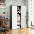 Letaya Metal Garage Storage Cabinets with Lock Door and Adjustable Shelves, Steel Tool Cabinets for Home,Office,Warehouse Organisieren (Gery White, 72" H)
