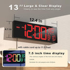 JALL 13" Large Digital Wall Mount Clock, Count Down Timer, Alarm, Big LED, DST, Temperature for Living Room Classroom Desk, Xmas, Birthday Gift for Senior Mom Dad