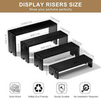 2 Set Large Black Wooden Tiered Riser Display Stands for Vendor Events,Stackable Wooden Cupcake Stand,Farmhouse Decor Wood Dessert Table Display Set,Vendor Booth Display Items,Food Display Risers for Party（12-11.2-10.4-9.6IN）