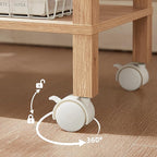 2 Tier Under Desk Printer Stand with Storage, Small Printer Table with Charging Station, Rolling Printer Cart Shelf with Lockable Wheels for Home, Office (Natural)