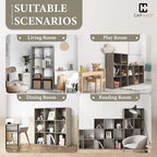 Fencer Wire 13-Inch Cube Storage Organizer Shelf, with Extra Thick Exterior Edge, Room Open Storage Shelf Divider, Bookcase, 6-Cube / 8-Cube / 9-Cube, Colors Available in Rustic Grey Oak and White