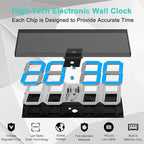 LED Large Digital Wall Clock, Oversize Wall Clock with 6” Numbers, Remote Control Count up/Countdown Timer Clock, Auto Dimmer, Big Calendar and Thermometer(Ice Blue)