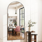Arched Full-Length Mirror, 36"x78" Arched Floor Mirror with Stand, Wall-Mounted for Bathroom, Dressing Room - Hanging or Leaning - Full Body Mirror for Bedroom, Black