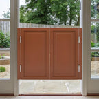 Solid Wood Interior Swing Door with Metal Hinges - Swinging Cafe Doors for Kitchen, Stairs, Bedroom Entrance & Partition (Brown, 39.37"X35.43")