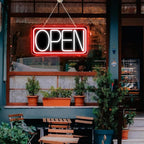 22" X 11" Led Neon Open Signs for Business, Large Open Signs, Plug In Electric Light Up with ON/OFF Switch, Ultra Bright Open Sign for Bar Salon Coffee Stores Club Hotel (Black Backplate)