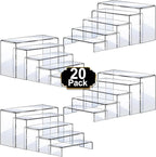 Aheroi Acrylic Risers, 20 Pcs 4 Set Display Stands, Clear Rectangular Risers for Decor, Cupcake Funko, Shoe Display (1-3-4-5-6IN)
