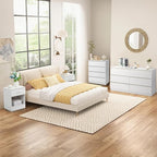 Dresser for Bedroom, Modern Wood Dresser Chest of Drawers, No Handle Storage Cabinet for Girls, Anti-Tipping Device, Living Room, Home Office, Hallway Organizer (White, 4 Drawers)