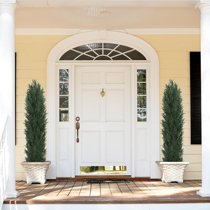 THE BLOOM TIMES 6ft Large Topiary Trees Artificial Outdoor Set of 2, UV Resistant Faux Cedar Pine Cypress Bushes & Shrubs, Fake Plants for Front Porch Outside Planter Patio Decor 6 Foot Tall