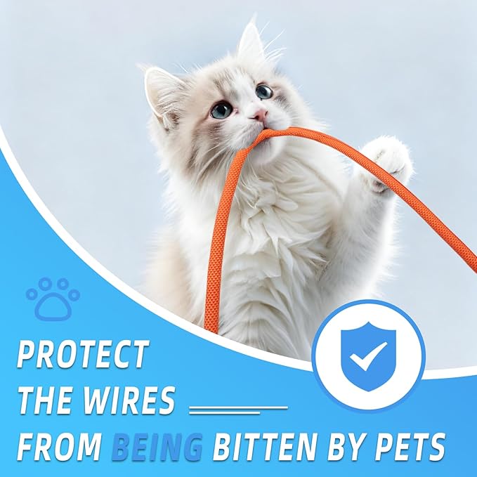 Automotive Wire Loom Tubing, Split Braided Cord Protectors from Pets No Chew, Flexible Cable Sleeve Cable Management for TV/Computer/Electric Wires (Orange, 1"-25ft)
