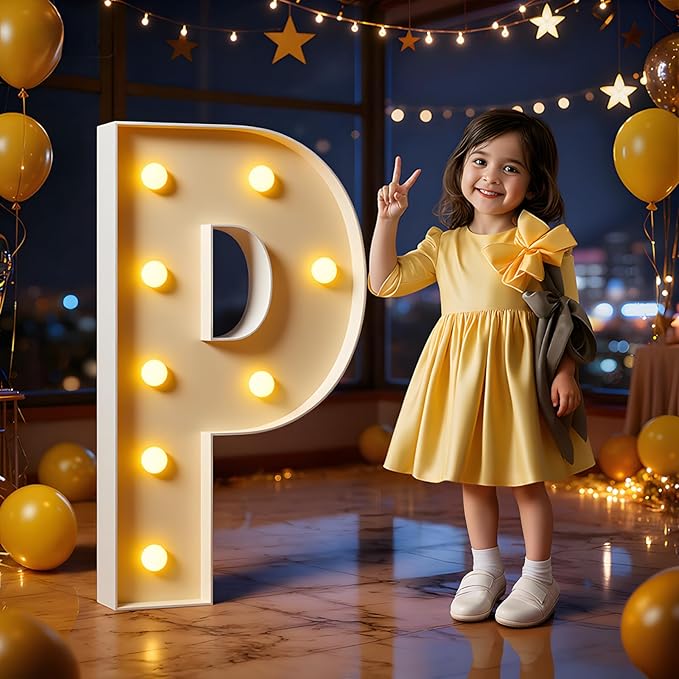 Marquee Letters 3 Feet Tall Large Light Up Letters P Happy Birthday Decorations Marry Me Proposal Engagement Party Decor Yellow Light Birthday Decorations Balloon Arch Kit Foam Sign P