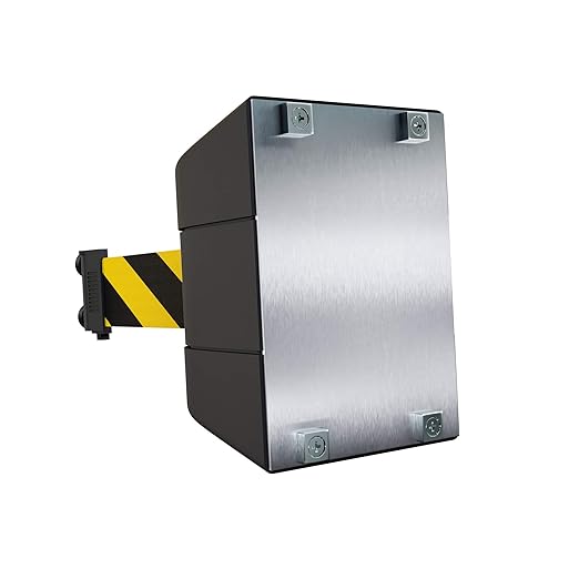 Crowd Control Warehouse - CCW Series WMB-230 Magnetic Wall Mount Retractable Belt Barrier - 30 Foot, Black and Yellow Safety Belt with Black ABS Case