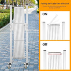 Expandable Barricade Gate,82" Metal Safety Barrier Gate with Casters,Accordion Garden Yard Outdoor Indoor Fence Folding Security Dog Gates Wall Mount,White