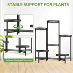 iDavosic.ly 6 Tier Large Plant Stand Indoor with 10-Inch Wide Drainage Tray, Tiered Corner Metal Outdoor Flower Display Holder Shelf, Folding Tall Rack for Patio Porch Balcony, Black Iron Carving
