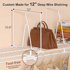 Wire Shelf Dividers for Closet: Tall 8 Pack 12-Inch Deep Adjustable Organizer for Shelves,Metal Rack Separator for Clothes, Purses & Bags，No Tool